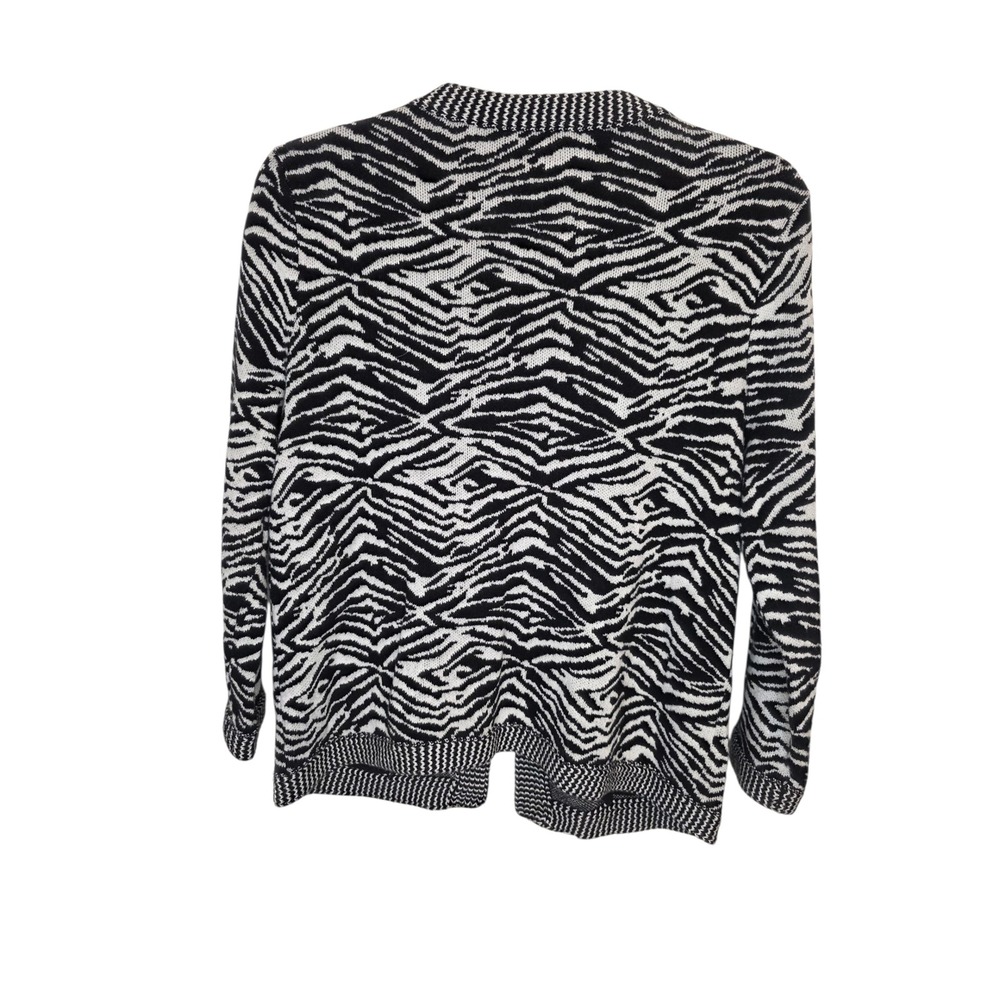 Chico's Zebra Print Open Front Cardigan Pockets Cotton Blend - Women's - Picture 5 of 12